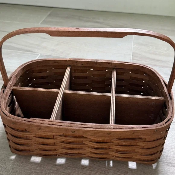 Longaberger or Bradford Basket Utensil Picnic Caddy Basket.